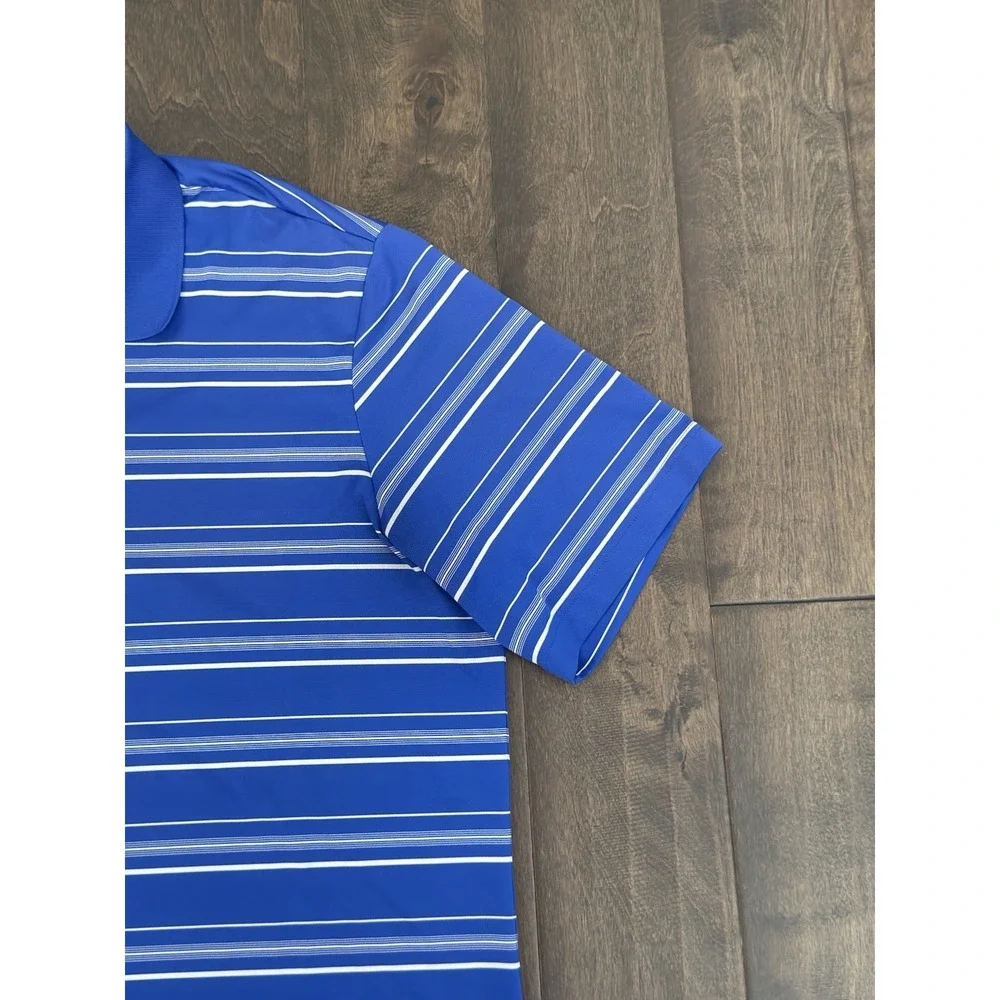 Adidas Puremotion Mens Blue Striped Polo Performance Golf Shirt Size XL Stretch